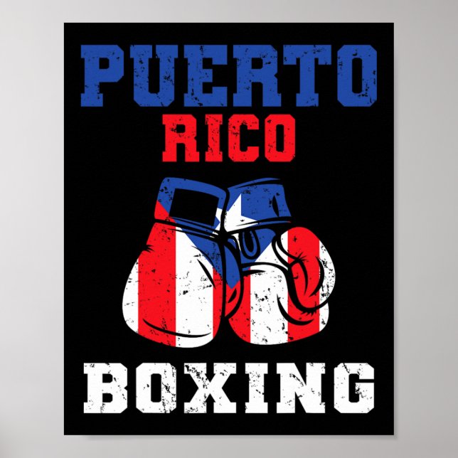 Puerto Rican Flag Boxing Gloves Rico Pride Boxing  Poster (Front)