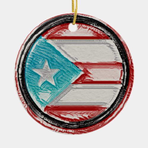 Puerto Rican Flag Circle Ornament