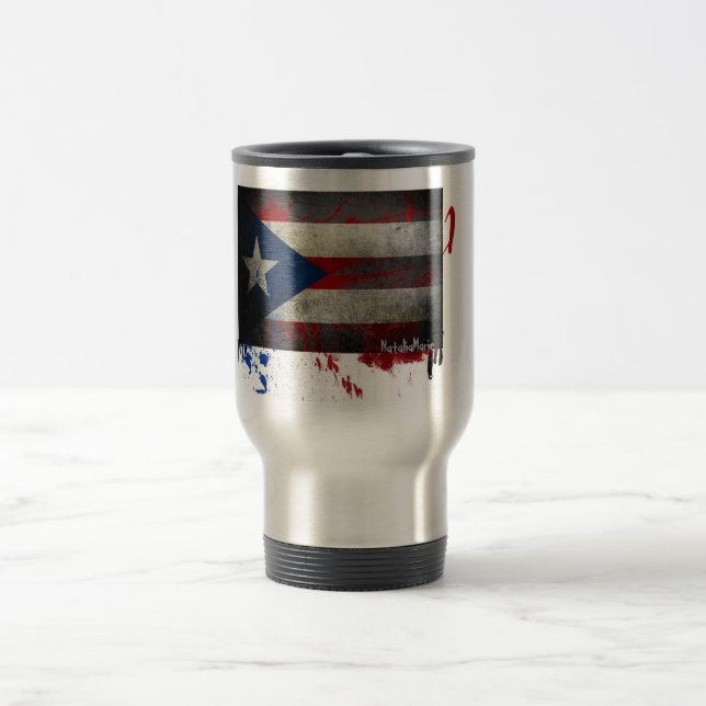 Puerto Rican Flag Coffee Travel Mug (Center)