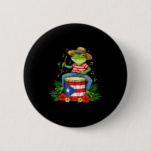 Puerto Rican Flag Coqui Frog Puerto Rico Hispanic Button
