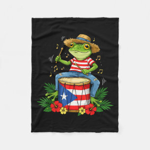 Puerto Rican Flag Coqui Frog Puerto Rico Hispanic Fleece Blanket
