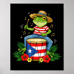 Puerto Rican Flag Coqui Frog Puerto Rico Hispanic  Poster