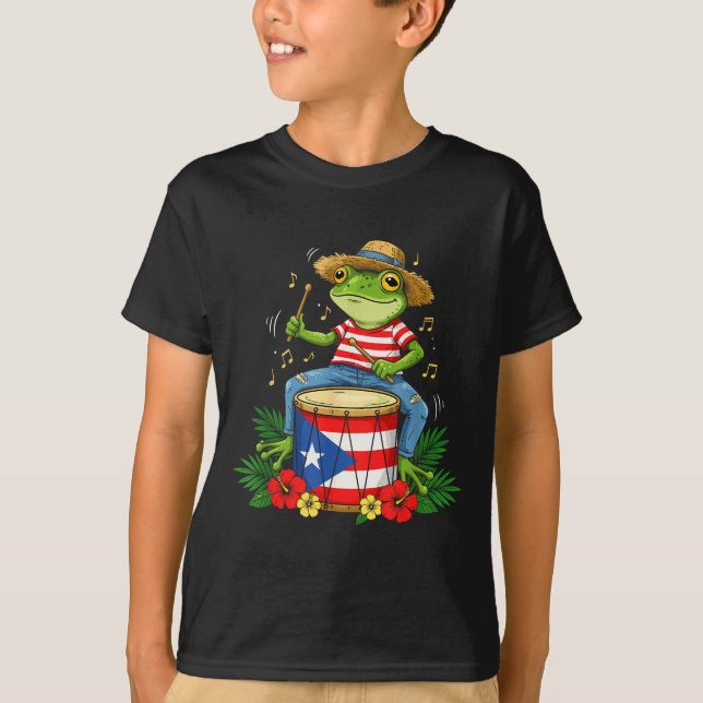 Puerto Rican Flag Coqui Frog Puerto Rico Hispanic  T-Shirt (Front)