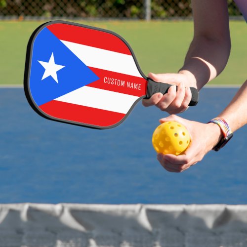 Puerto Rican flag custom pickleball paddle racket