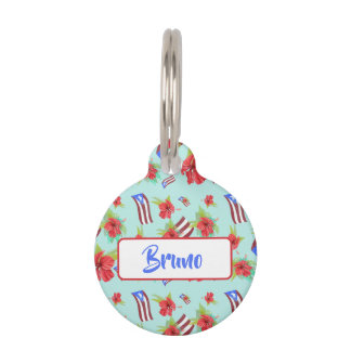 Puerto Rican Flag Flor de Maga Pet ID Tag