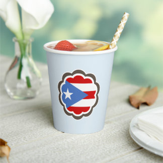 Puerto Rican Flag Flower Paper Cup
