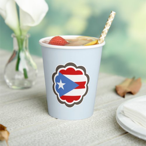 Puerto Rican Flag Flower Paper Cup