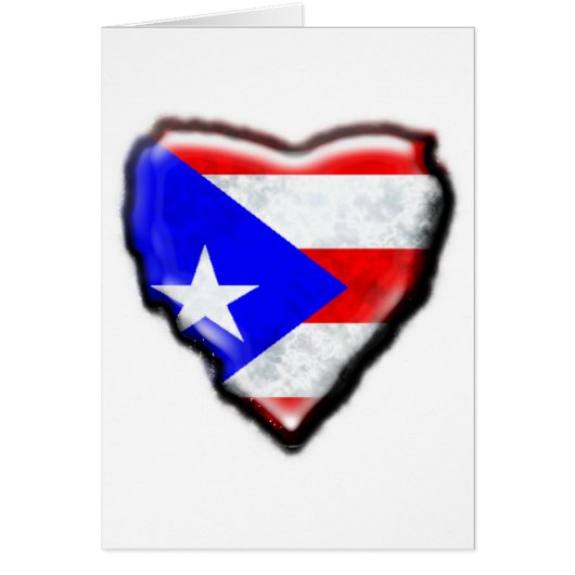 Puerto Rican Flag Heart Cards (Front)