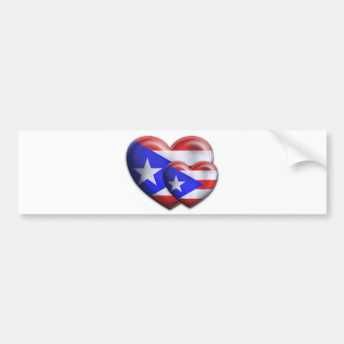 Puerto Rican Flag Hearts Bumper Sticker