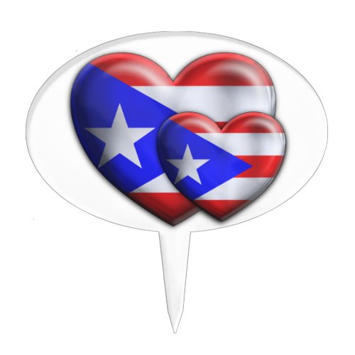 Puerto Rican Flag Hearts Cake Topper