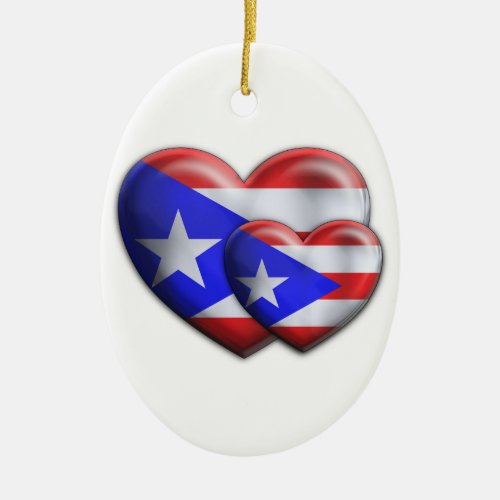 Puerto Rican Flag Hearts Ceramic Ornament