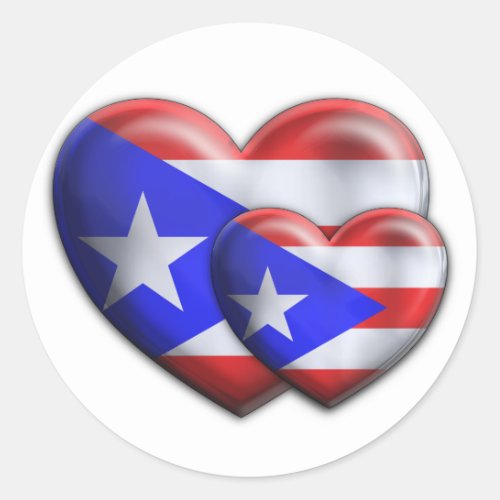 Puerto Rican Flag Hearts Classic Round Sticker