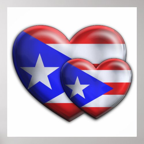 Puerto Rican Flag Hearts Poster