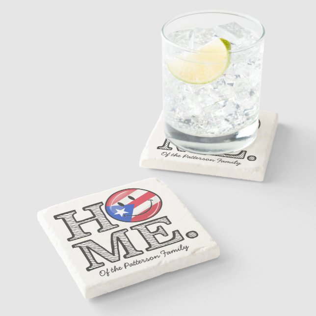 Puerto Rican Flag House Warmer Stone Coaster (Side)