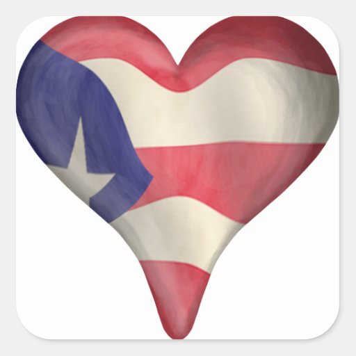 Puerto Rican Flag In A Heart Square Stickers | Zazzle