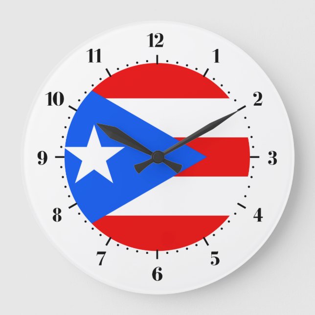 Puerto Rican flag Large Clock (Front)