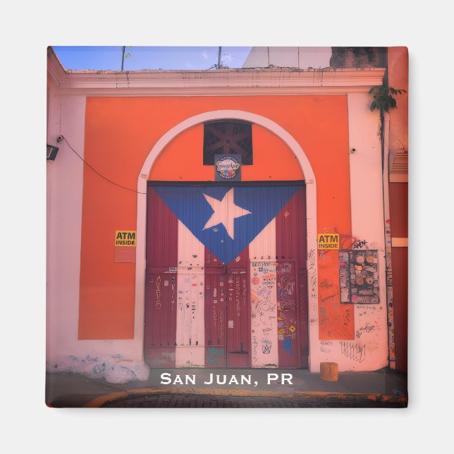 Puerto Rican Flag (Old San Juan, PR Street Art) Magnet (Front)