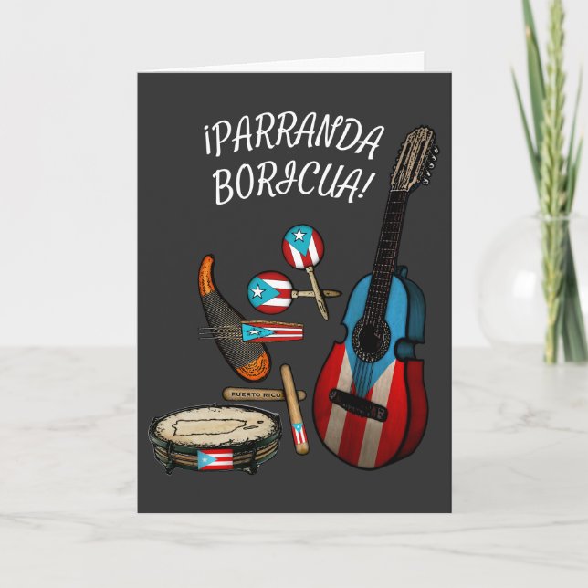 Puerto Rican Flag Parranda Boricua  Holiday Card (Front)