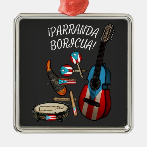 Puerto Rican Flag Parranda Boricua T_Shirt Metal Ornament