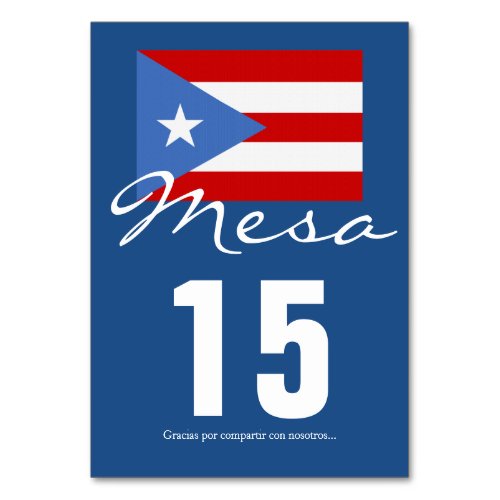 Puerto Rican Flag Party Theme Table Number