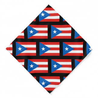 Puerto Rican Flag Patterned II Black Bandana