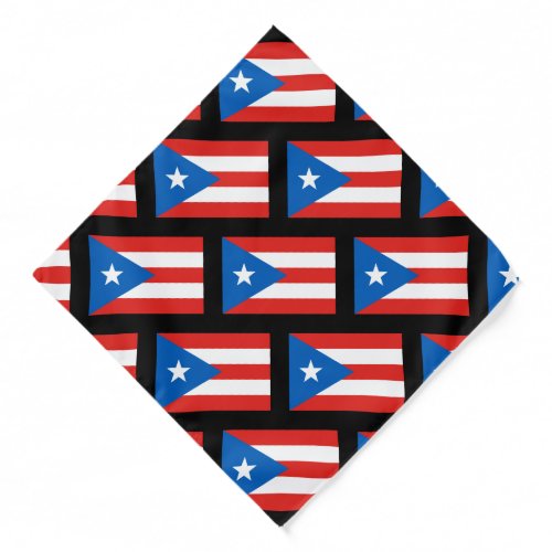 Puerto Rican Flag Patterned II Black Bandana