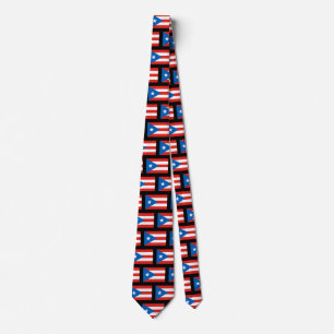 Puerto Rican Flag Patterned II Black Neck Tie