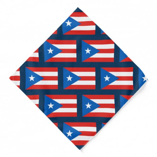 Puerto Rican Flag Patterned II Navy Bandana
