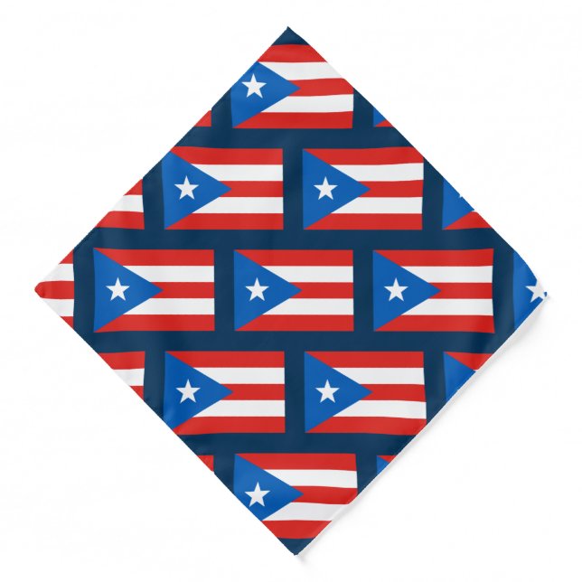 Puerto Rican Flag Patterned II Navy Bandana (Front)