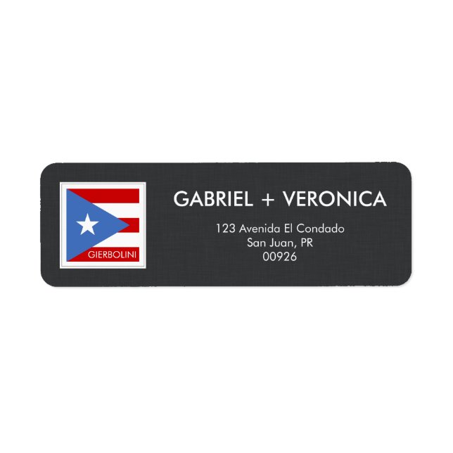 Puerto Rican Flag Personalized Label (Front)
