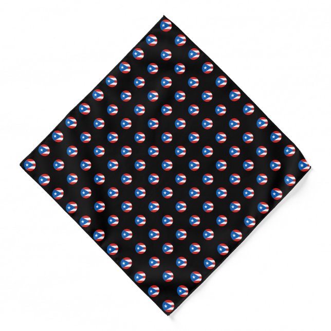 Puerto Rican Flag Polka Dots Black Bandana (Front)