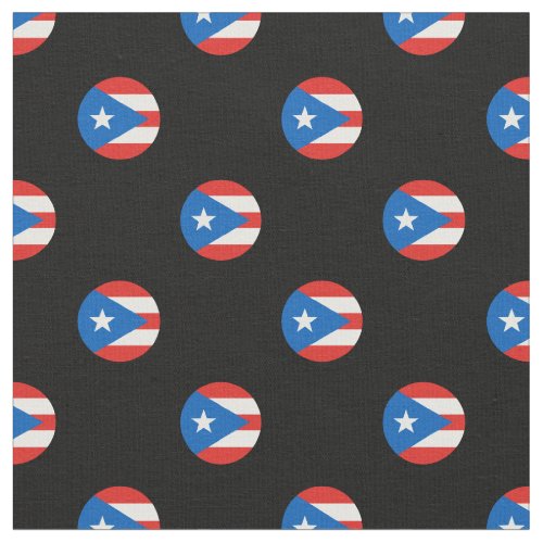 Puerto Rican Flag Polka Dots Black Fabric