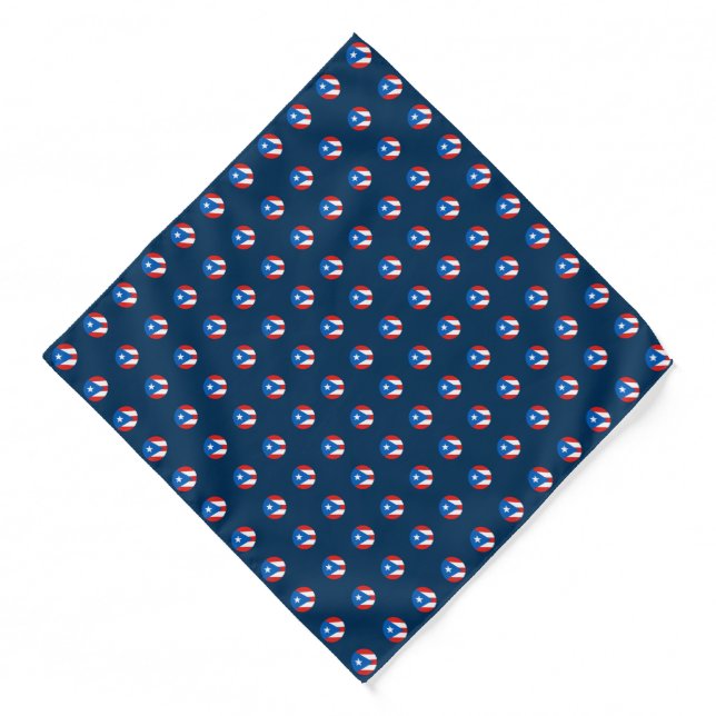 Puerto Rican Flag Polka Dots Navy Bandana (Front)