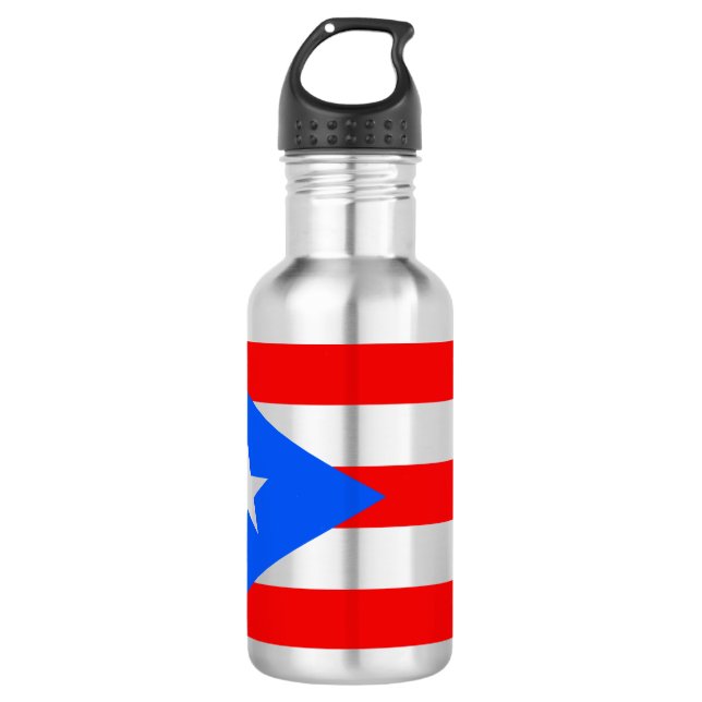Puerto Rican Flag (Puerto Rico) Stainless Steel Water Bottle (Front)