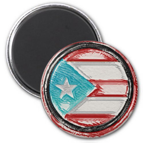 Puerto Rican Flag Round Magnet