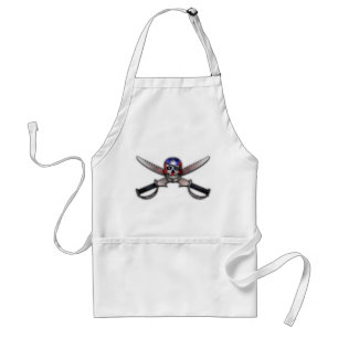 Puerto Rican Flag - Skull and Crossed Swords Adult Apron