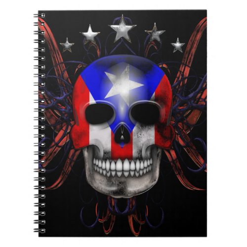 Puerto Rican Flag _ Skull Notebook