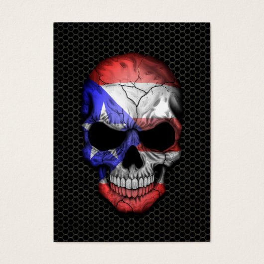 Puerto Rican Flag Skull on Steel Mesh Graphic (Front)