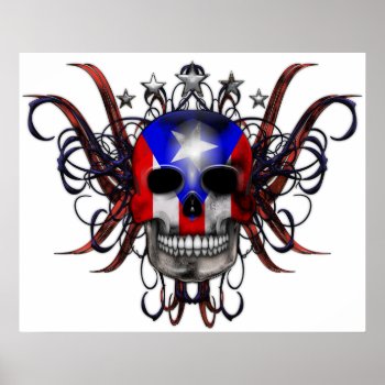 Puerto Rican Flag – Skull Poster by SteelCrossGraphics at Zazzle