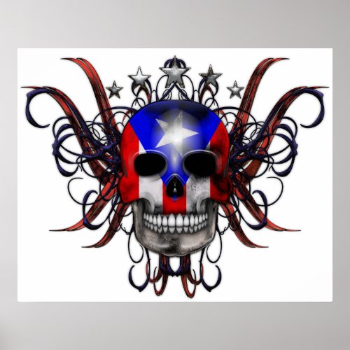 Puerto Rican Flag â Skull Poster