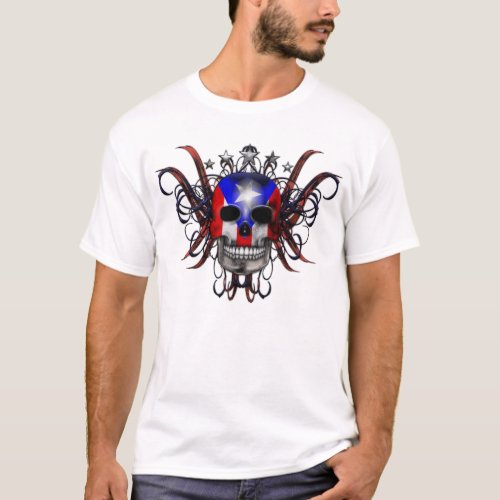 Puerto Rican Flag _ Skull T_Shirt