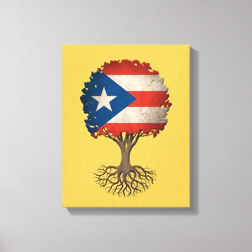 Puerto Rican Flag Tree of Life Customizable Canvas Print