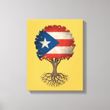 Puerto Rican Flag Tree Of Life Customizable Canvas Print by UniqueFlags at Zazzle