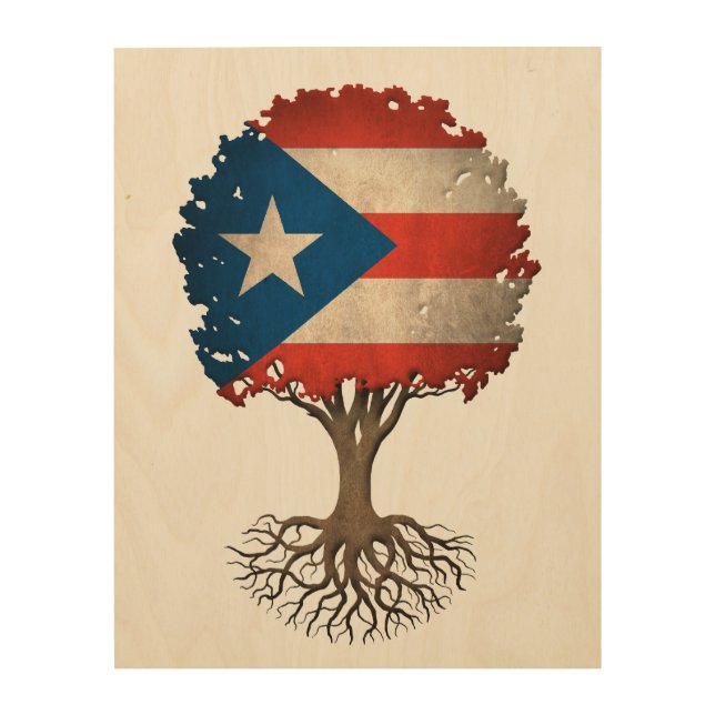 Puerto Rican Flag Tree of Life Customizable Wood Wall Art (Front)