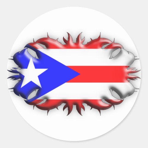 Puerto Rican Flag _ Tribal Classic Round Sticker