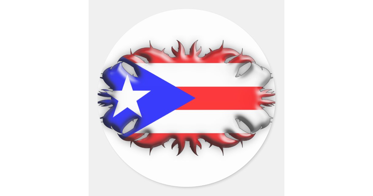 Puerto Rican Flag - Tribal Classic Round Sticker | Zazzle.com
