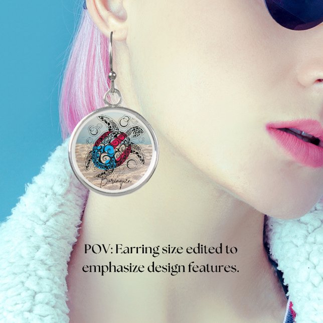 Puerto Rican Flag Turtle Earrings (Creator Uploaded)