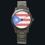 Puerto Rican flag Watch<br><div class="desc">Design with flag of the Commonwealth of Puerto Rico (unincorporated territory of the United States); red and white stripes and a white star in a blue triangle</div>