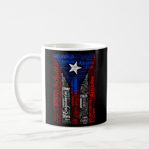 Puerto Rican Flag With Towns And Cities Of Puerto  Coffee Mug