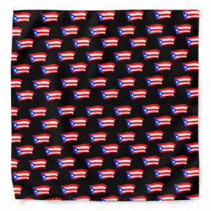 Puerto Rican Flags Black Thicker Bandana